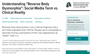 screenshot of reverse body dysmorphia