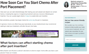 When can you start chemo after port placement screnshot